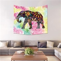 Elephant Tapestry Wall Hanger - Yellow & Pink