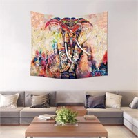 Green/White/multicolor Elephant Tapestry