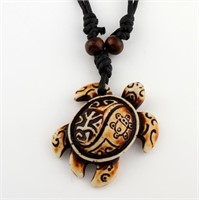 Brown Turtle Necklace With Linen