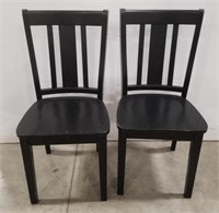(S) Pair of Black Wooden Chairs