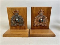 PAIR OF RCMP WALNUT BOOKENDS
