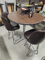 High top table with 2 stools  no contents