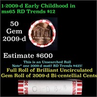 Shotgun Lincoln 1c roll, 2009-d Birth 50 pcs Bank