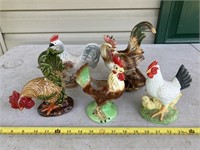 5 rooster statues