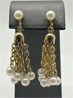 1960's Hollywood Regency Faux Pearl Earrings