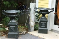 Pair of Iron Garden Urns