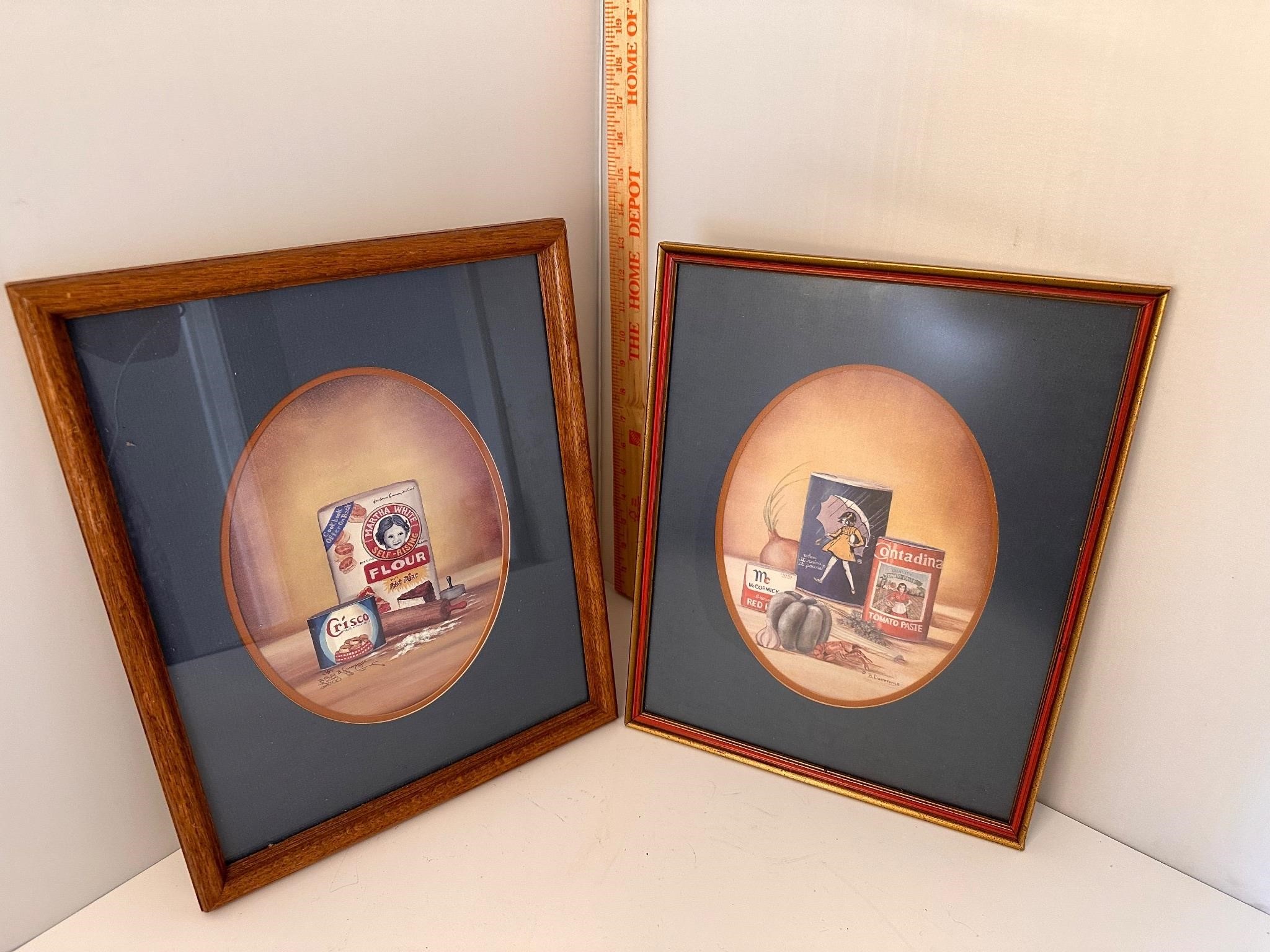 Framed vintage kitchen items prints