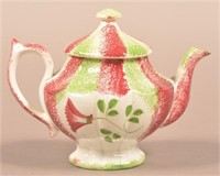 Red & Green Rainbow Spatter Thistle Child's Teapot