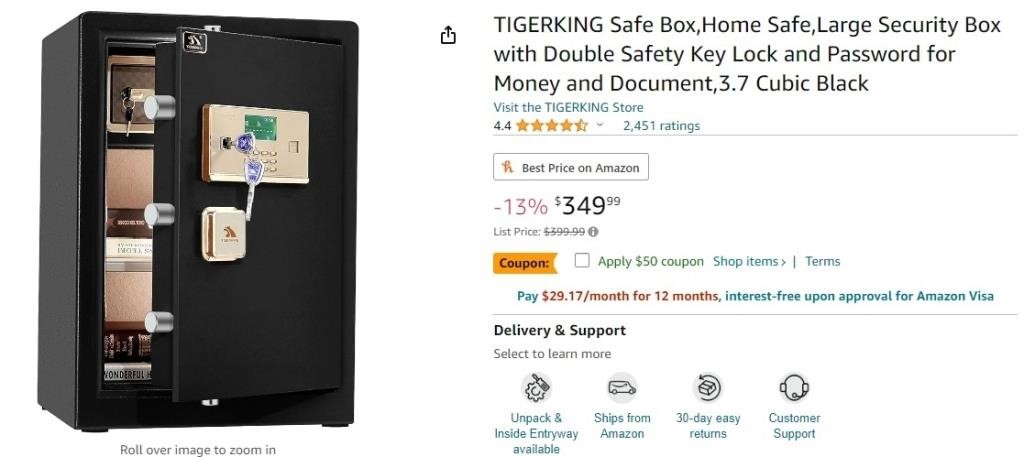 FM1036 TIGERKING Safe Box Gray