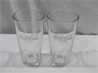 2 Coca Cola Glasses 6 3/4" T