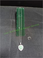 20" Silver Tone Necklace w/Stone Heart Pendant