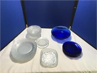 Selection of Cobalt Blue & Clear Glass