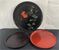 Group of vintage Japanese serving trays in box lot