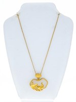 24KT G.P. Necklace - Box Link Chain  & Jadeite Pen