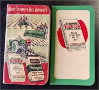 2 Farmers Notebooks 1951-52 Armour's LUFKIN TEXAS