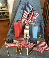 Americana decor with various size flags and