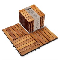 Interlocking Deck Tiles 10PC Acacia Wood Gold Teak