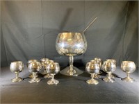 Silver-plate Punch Bowl and Cups