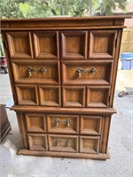 Vtg Wooden Tall Chest of Drawers