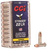 CCI 0050 Varmint Stinger 22 LR 32 gr Copper Plated