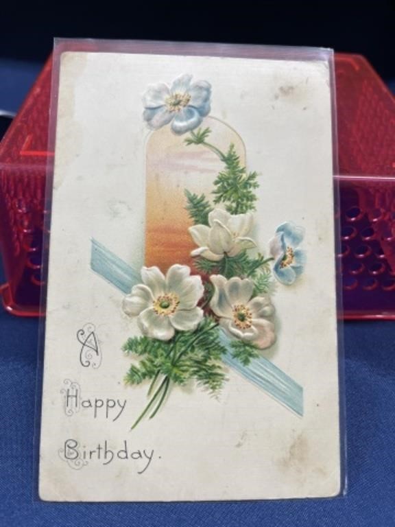 1908 Early 1900s happy birthday postcard