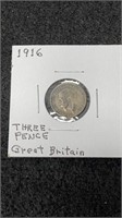 1916 George V Silver Three Pence Great Britain