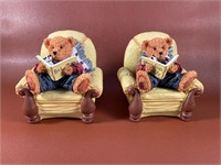 Baby Bear Sitting in Chair Figurines Book Ends