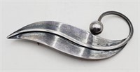 (U) Taxco Sterling Silver Brooch (3" long) (12.2