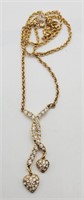 (U) Swarovski Goldtone Drop Heart Necklace (18"