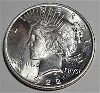 1922  AU/BU Grade Peace Silver Dollar