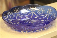 Cobalt Blue Cut Glass Bowl