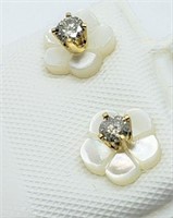 14K YELLOW GOLD MOTHER OF PEARL EARRINGS