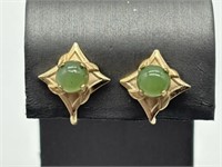 Vintage 12K GF Fine Jadeite Earrings