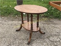 Antique 2 tier oval wooden side table