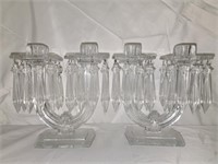 Pair of Crystal Candle Stick Holders with Prisms