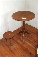 Clore Candlestand Table & Custom Small Stool