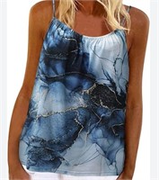 Blue Marble Print Tank Top - Size M