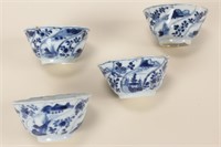 Set of Four Chinese Qing Dynasty Blue and White