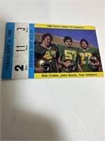 1980 Notre Dame Football Ticket stub Vs Purdue