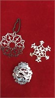 Assorated silver Christmas ornaments
