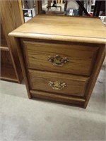 Oak 2-Drawer Night Stand - 28"Wx48"Dx22"H