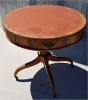 Vintage Leather Top Round Table