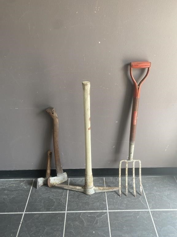 Vintage Tool Lot, Pitch Fork, Axe