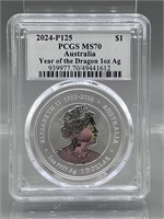 2024 PCGS MS70 1 Oz. 9999 Silver Year of the Drago