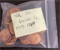 Lincoln pennies 1959–1969 --42 total