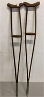 2 Antique Wood Crutches 44"