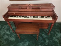 Wurlitzer upright piano 56x35x25 with bench and