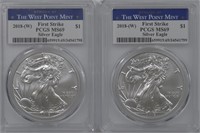 2 - 2018-W ASE Silver Eagles PCGS MS69