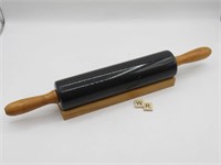 LOVELY BLACK MARBLE ROLLING PIN WITH HOLDER