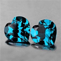 Natural London Blue Topaz Heart Pair 7.00 mm Flawl